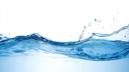 Poster - Blue Water Wave Splashing on White Background