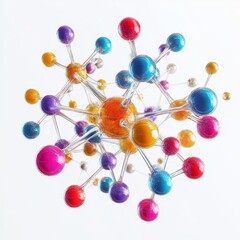 Poster - Colorful 3D Render of Molecular Structure with Vibrant Spheres and Connections