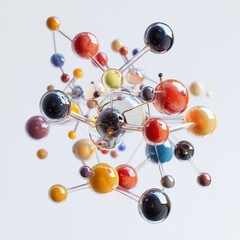 Poster - Colorful Molecular Structure 3D Rendering