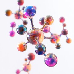 Poster - Colorful Molecular Structure 3D Rendering