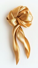 Poster - Golden Ribbon Bow Knot on White Background