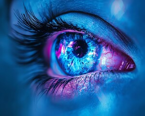 Poster - Abstract artistic composition of a blue human eye