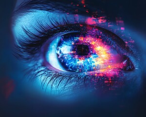 Poster - Abstract artistic composition of a blue human eye