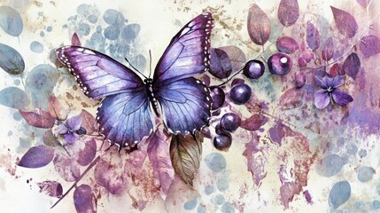 Poster - Colorful Butterfly on Layered Scrapbook Page Design