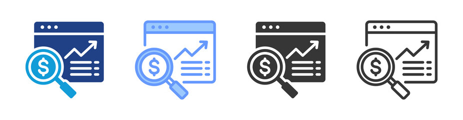 Poster - Market Research icon set multiple style collection