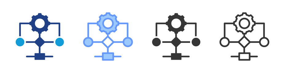 Fototapete - Algorithm icon set multiple style collection