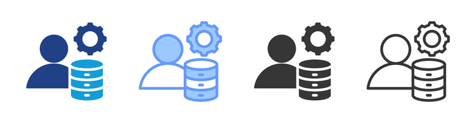 Fototapete - Data Engineer icon set multiple style collection