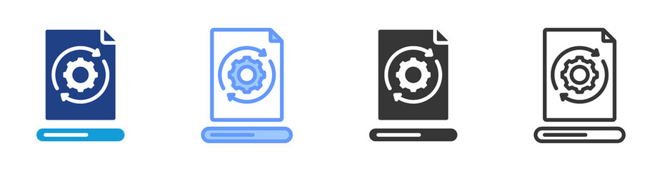 Fototapete - Data Processing icon set multiple style collection