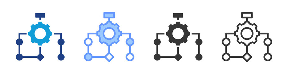Fototapete - Algorithm icon set multiple style collection