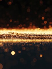 Wall Mural - A close-up of glowing lights on the bottom edge against a dark background, creating an abstract bokeh effect