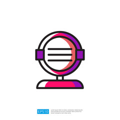 Poster - Stylized Round Icon of a Headphones-Circular Music Monitor with Colorful Design and Artistic Elements