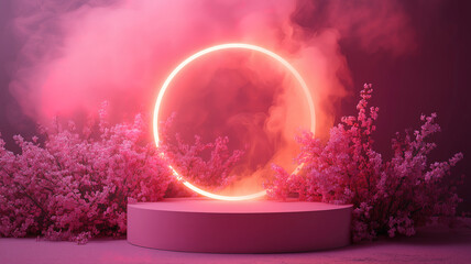 Wall Mural - fiery ring of fire glowing in a smoky dark environment creating an intense and dramatic scene