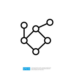 Poster - Icon of a Geometric Network Structure with Interconnected Nodes and Circles Representing Digital Connectivity and Data Relationships