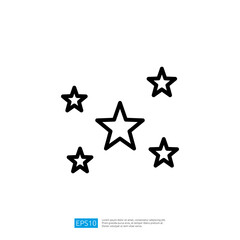 Poster - Decorative Icon of Five Stylized Stars Creating a Bright and Playful Atmosphere in Minimalist Black and White Design