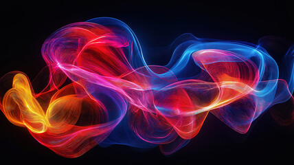 Poster - Communication concept with abstract flowing neon lines, creating a vibrant and fluid visual experience
