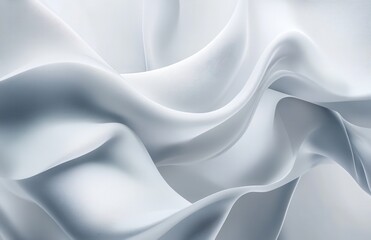 Poster - Soft and Elegant Flowing White Fabric Texture with Gentle Wrinkles and Curves, Ideal for Backgrounds, Textures, and Contemporary Design Projects