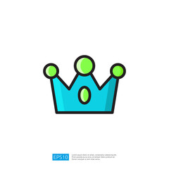 Poster - Stylized blue crown icon with green accents designed as a modern symbol of royalty showcasing simplicity and elegance in vibrant colors for creative artwork and designs