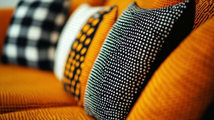 Wall Mural - bold textile patterns on cozy sofa with vibrant colors