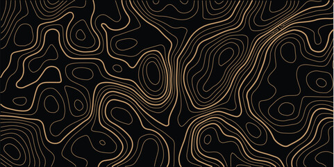 Fototapete - Black background and waves of colored lines Topographic contours map background. Topography geographic colorful lines background. Geographic lines map on elevation assignment pattern. White paper
