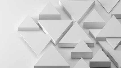 Leinwandbilder - abstract geometric background shapes white triangle in relief, both high and low used to add different messages to visuals or backdrop images.,3d rendering