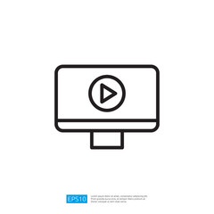 Poster - Minimalist icon of a computer monitor with a play button symbolizing video playback in a modern design style