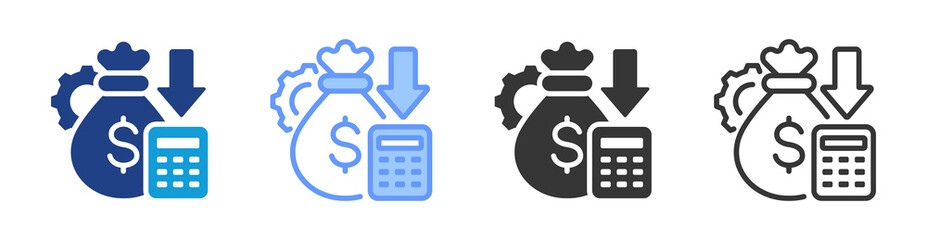 Poster - Cost Control icon set multiple style collection