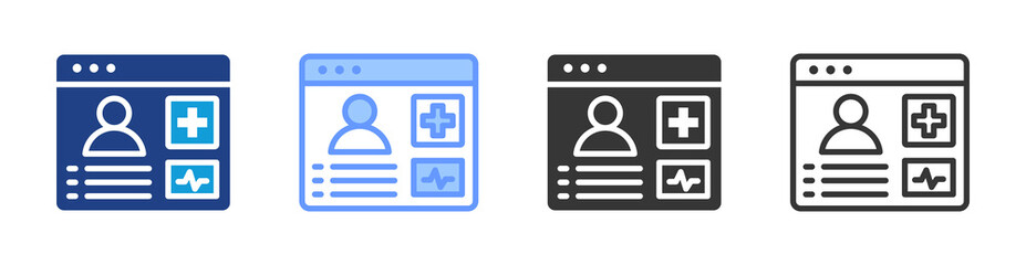 Poster - Electronic Health Record icon set multiple style collection