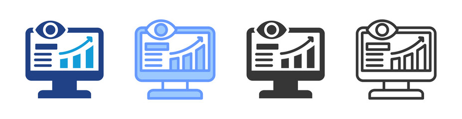 Poster - Monitoring icon set multiple style collection