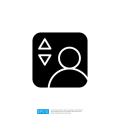 Poster - User interface icon representing profile control with silhouette and adjustment symbols for navigating online presence in modern digital applications and websites.