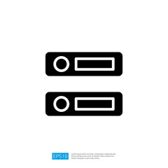 Poster - Minimalist black and white file storage icon representing data organization and document management in a sleek digital interface design for modern applications