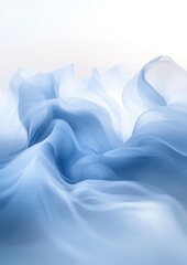 Poster - Soft flowing blue fabric waves creating an ethereal atmosphere with a delicate light background for artistic and abstract design concepts