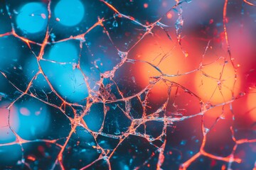 Poster - Colorful Abstract Background with Cracked Glass Texture and Bokeh Effects