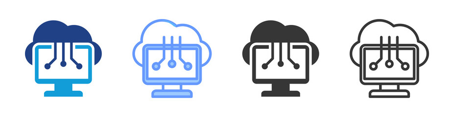 Aufkleber - Cloud Computing icon set multiple style collection