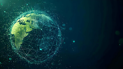 Poster - Abstract Digital Globe Representing Global Network Connectivity Against Dark Background