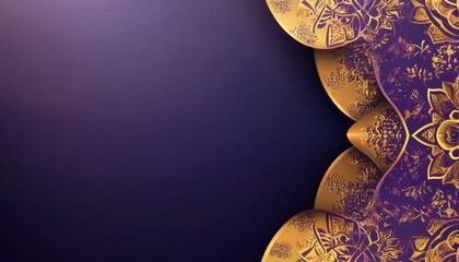 Aufkleber - Elegant Gold and Purple Mandala Background Design with Copy Space