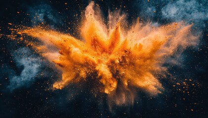 Aufkleber - Vibrant Orange and Blue Powder Explosion Abstract Background