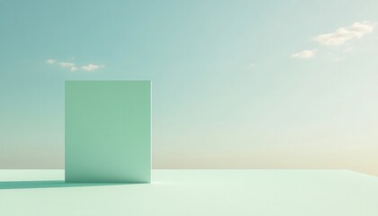 Aufkleber - Serene Minimalist Pastel Square Against a Soft Blue Sky