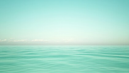 Aufkleber - Peaceful Aqua Ocean Scene with Calm Waves and Clear Sky