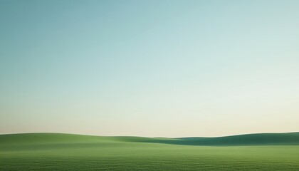 Poster - Serene Green Field Under a Vast Blue Sky