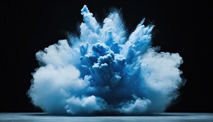 Aufkleber - Dynamic Blue and White Powder Explosion Against Black Background