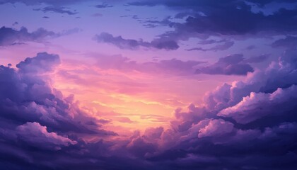 Aufkleber - Vibrant Sunset Sky with Purple and Pink Clouds