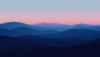 Aufkleber - Serene Blue and Pink Mountain Landscape at Sunset