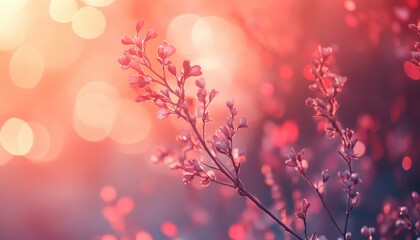 Poster - Delicate Pink Flowers in Warm Sunset Light