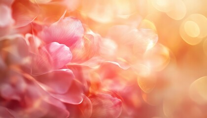 Leinwandbilder - Soft Pink and Orange Flower Petals with Gentle Sunlight and Water Droplets