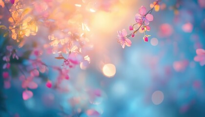 Leinwandbilder - Soft Pink Blossoms in Spring Sunlight: A Serene Floral Background