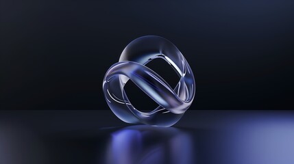 Poster - A sleek 3D abstract composition with interwoven glass ribbons, floating in a dark space with soft glowing edges, background wallpaper 