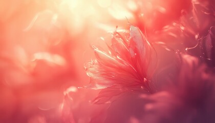 Leinwandbilder - Close-up of a Dew-Covered Flower in Warm Sunlight