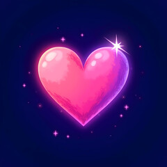 Wall Mural - glowing pink heart with stars in dark space