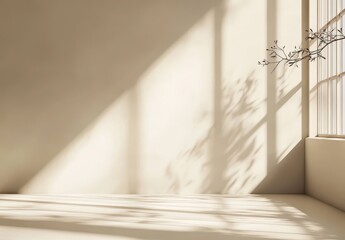 Poster - Sunlit Minimalist Interior with Soft Shadows and Natural Elements for Peaceful and Tranquil Home Decor Inspiration