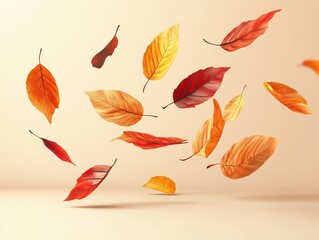 Poster - Falling Autumn Leaves with Warm Colors